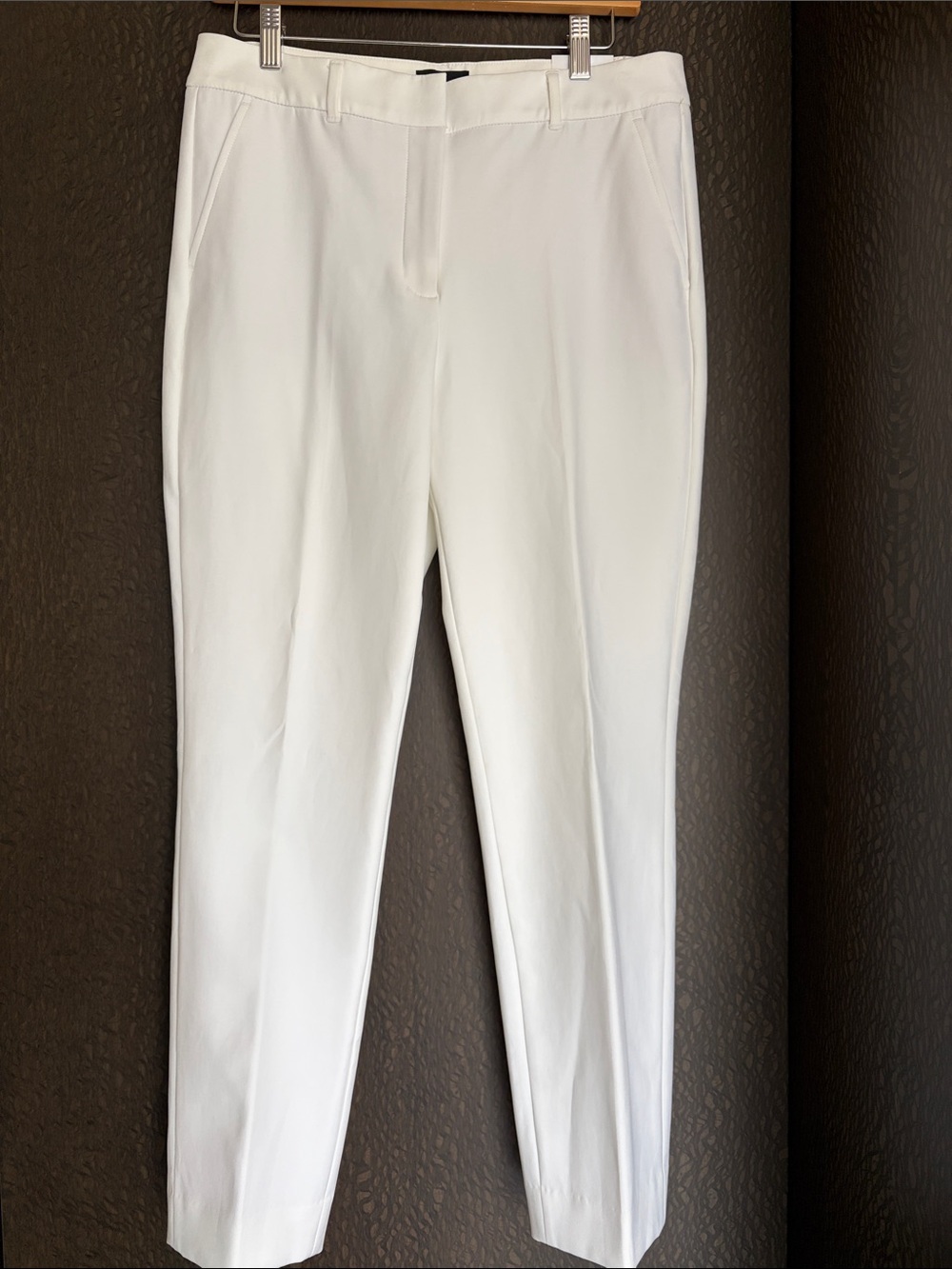 WHBM Elle Slim Ankle Comfort Stretch White Tailored Pants Cotton Blend 8R NWT
